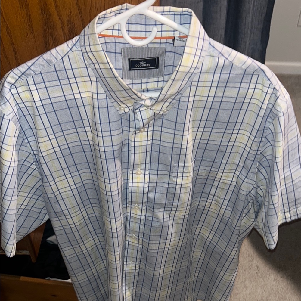 Dockers Men's Casual Plaid Shirt - Blue and Yellow